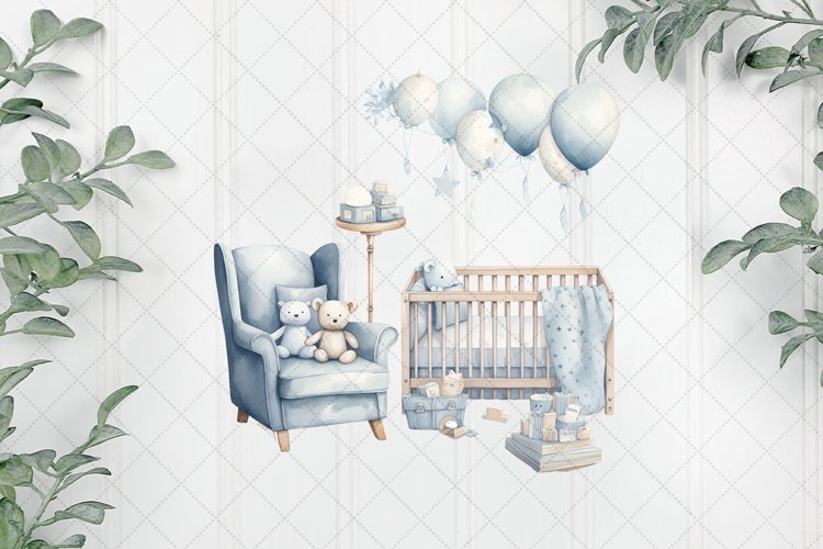 Blue Pastel Nursery Sublimation Clipart