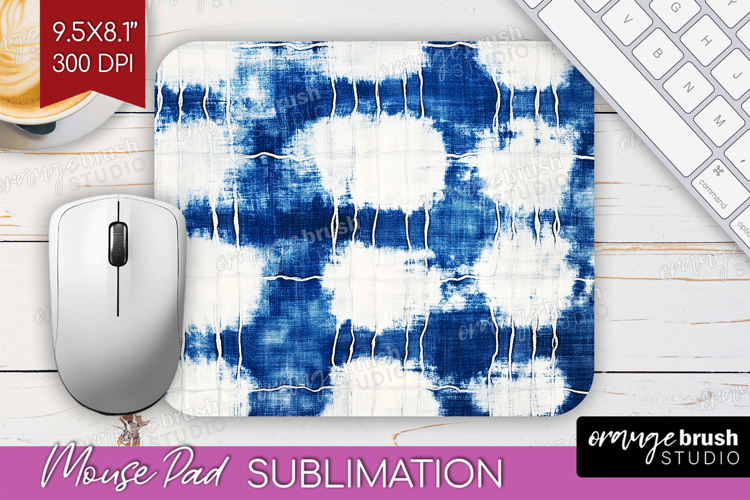 Blue Tie Dye Mouse Pad Sublimation - Shibori Mousepad PNG