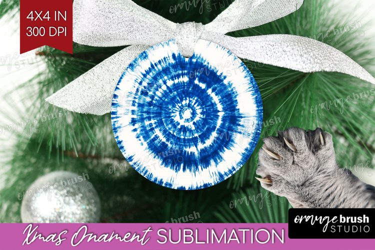 Blue Tie Dye Ornament PNG - Shibori PNG Sublimation example image 1