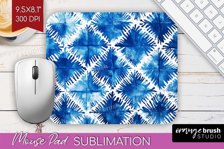 Blue Tie Dye Mouse Pad Sublimation - Shibori Mousepad PNG
