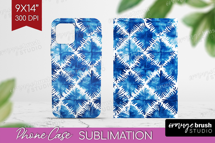 Blue Tie Dye Phone Case PNG - Shibori Case PNG Sublimation