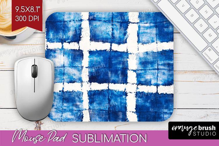 Blue Tie Dye Mouse Pad Sublimation - Shibori Mousepad PNG