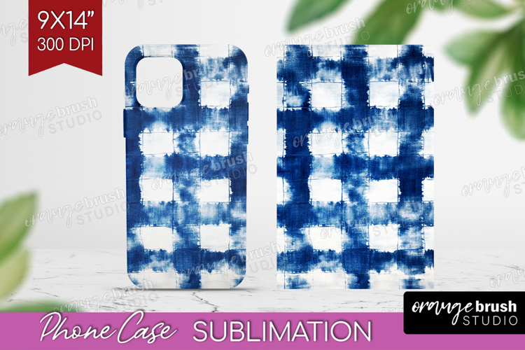 Blue Tie Dye Phone Case PNG - Shibori Case PNG Sublimation