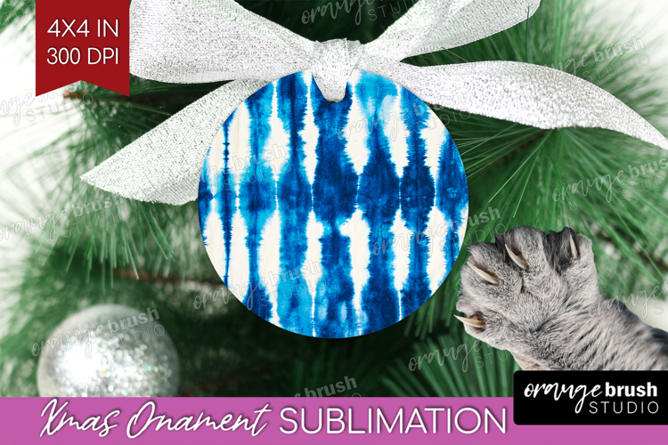 Blue Tie Dye Ornament PNG - Shibori PNG Sublimation