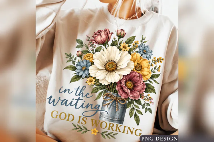 God Is Working PNG, Christian Floral Faith Design