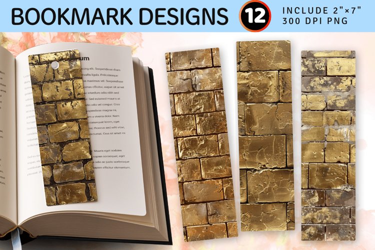 Gold Brick PNG Bookmark Sublimation Design example image 1