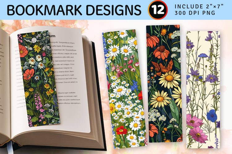 Meadow Wildflowers PNG Bookmark Sublimation Designs
