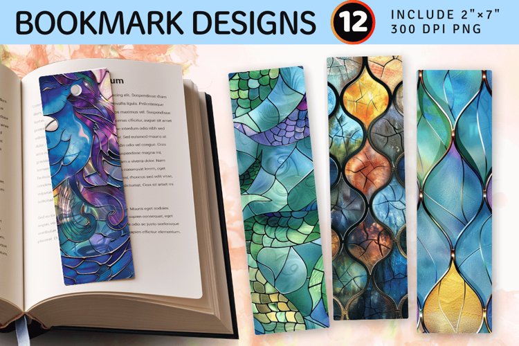 Mermaid Stained Glass PNG Bookmark Sublimation Design