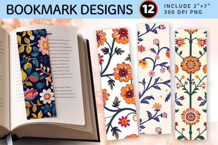 Indian Folk Blooms PNG Bookmark Sublimation Design