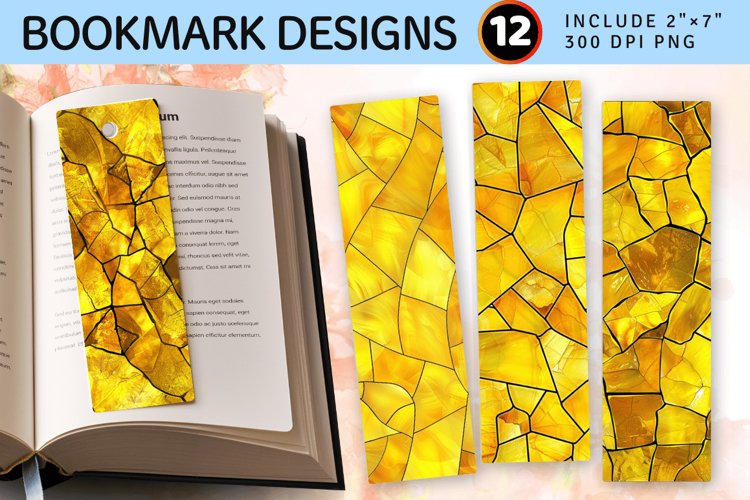 Yellow Stained Glass PNG Bookmark Sublimation Design