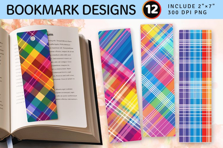Rainbow Checkered Plaid PNG Bookmark Sublimation Designs