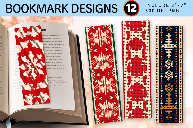 Knitted Christmas PNG Bookmark Sublimation Design