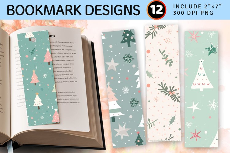 Simple Pastel Christmas PNG Bookmark Sublimation Design