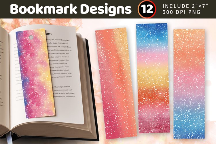 Summer Ombre Glitter PNG Bookmark Sublimation Designs