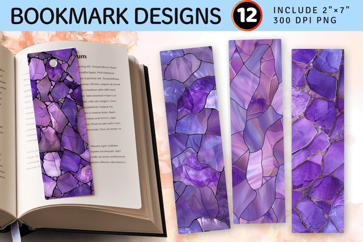 Lilac Stained Glass PNG Bookmark Sublimation Design