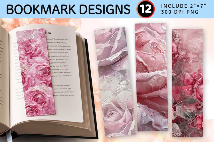 Frosted Rose PNG Bookmark Sublimation Design