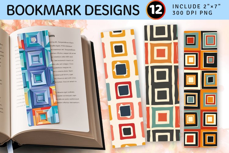 Squares Shape polka dots PNG Bookmark Sublimation Design example image 1