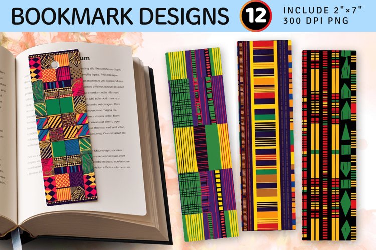 Ornate African Kente Fabric PNG Bookmark Sublimation Design