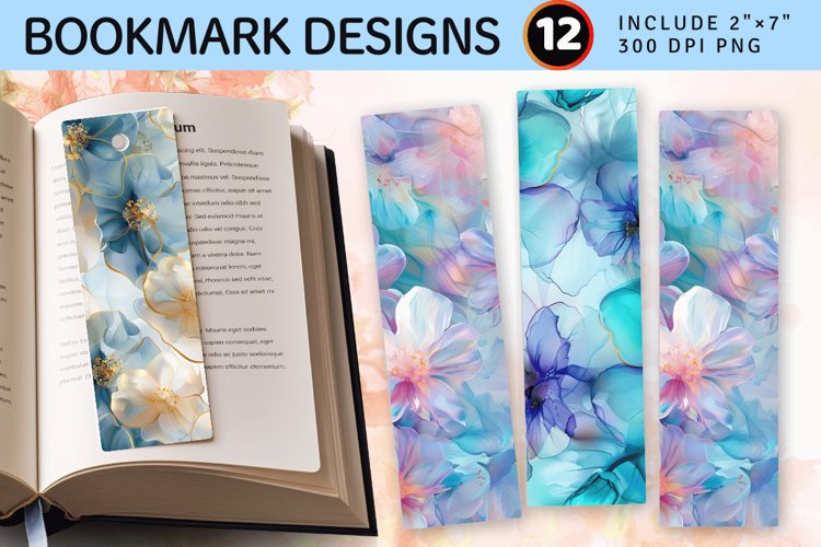 Jasmine Alcohol Ink Flower PNG Bookmark Sublimation Designs