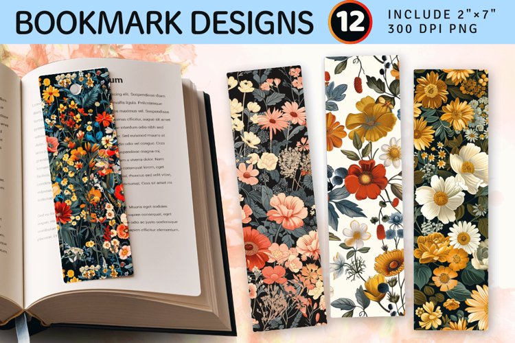 Cottage core Floral Garden Fabric PNG Bookmark Sublimation D