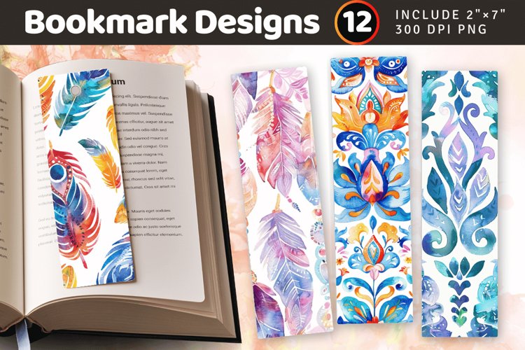 Watercolor Bohemian PNG Bookmark Sublimation Designs