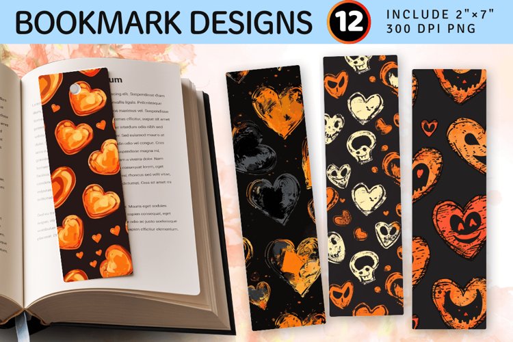 Halloween Hearts PNG Bookmark Sublimation Design