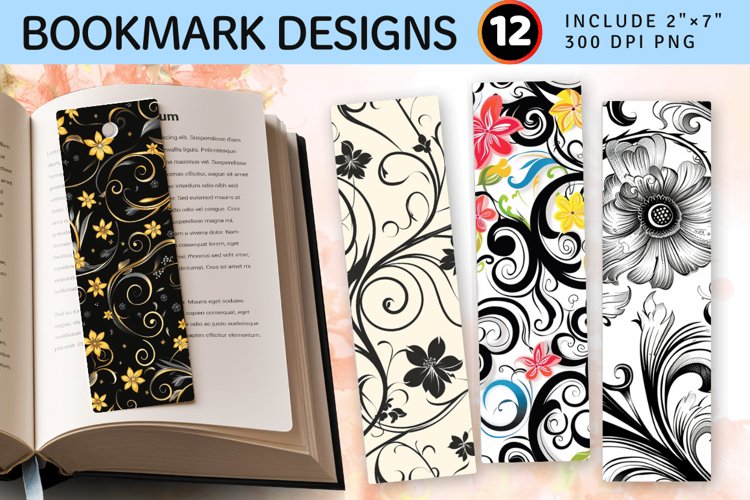 Swirling Flowers PNG Bookmark Sublimation Design