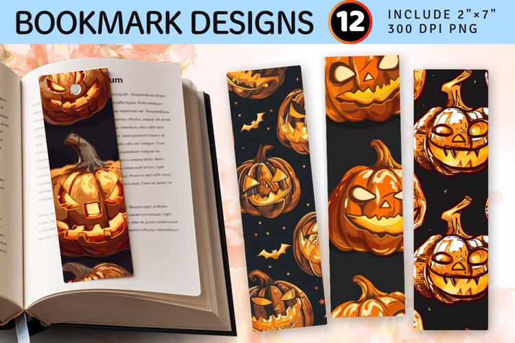 Halloween Pumpkins PNG Bookmark Sublimation Design