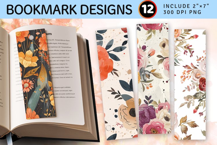 Boho Bouquet Flowers PNG Bookmark Sublimation Designs