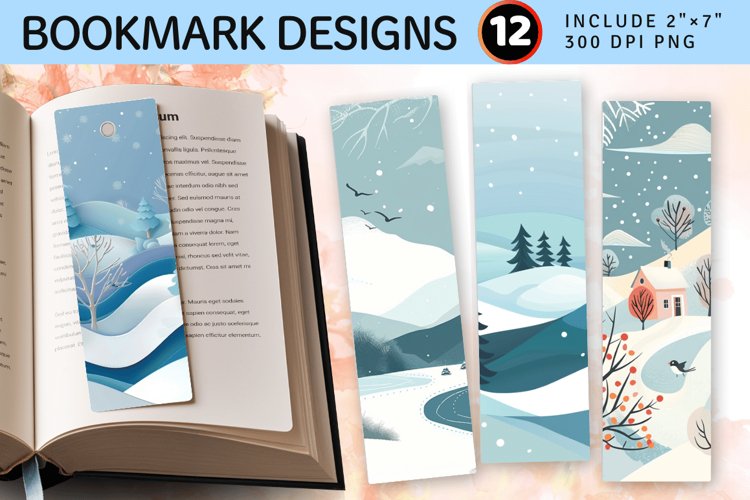 Whimsical Winter Landscape PNG Bookmark Sublimation Designs