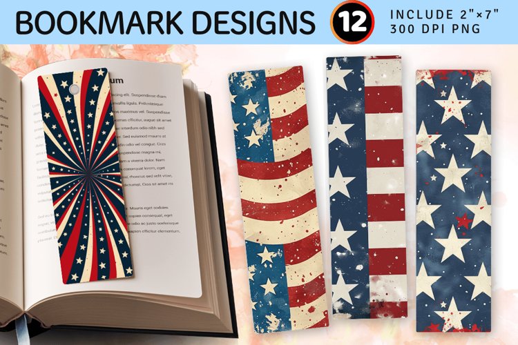 4th of July Patriotic PNG Bookmark Sublimation Designs