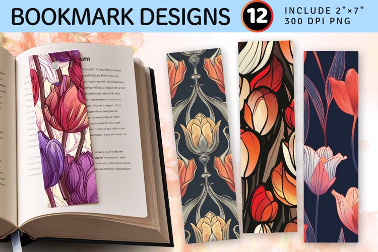 Deco Tulip PNG Bookmark Sublimation Design