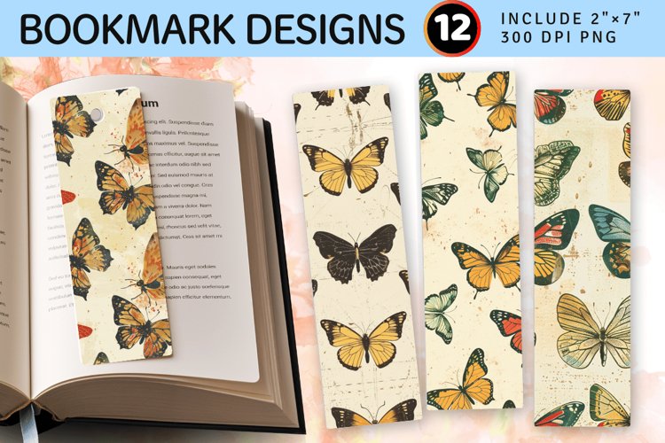Vintage Butterfly PNG Bookmark Sublimation Designs