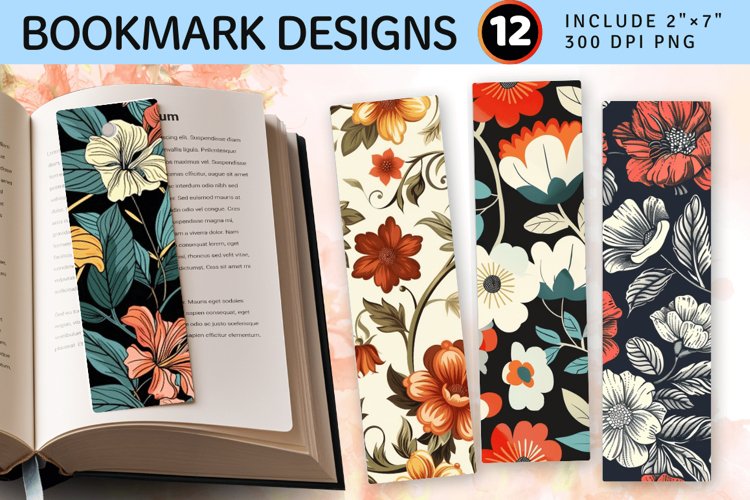 Retro Florals PNG Bookmark Sublimation Design
