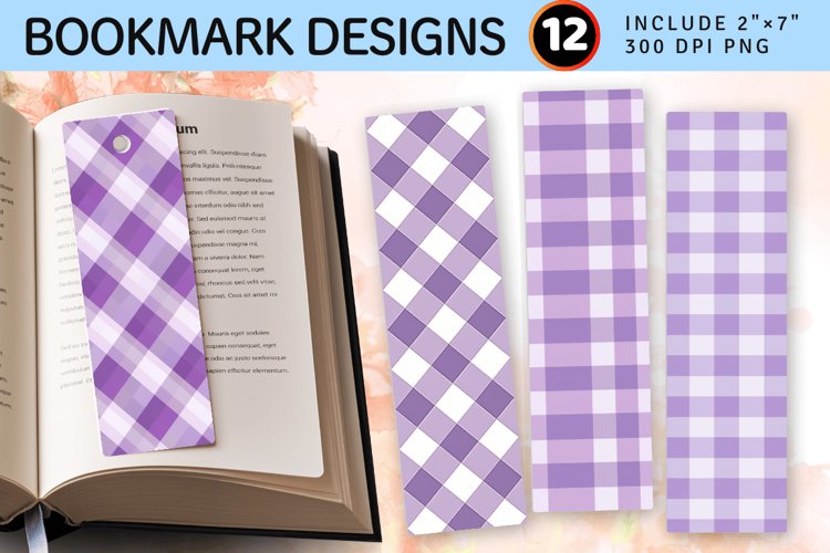 Lavender Purple Gingham Plaids PNG Bookmark Sublimation Desi