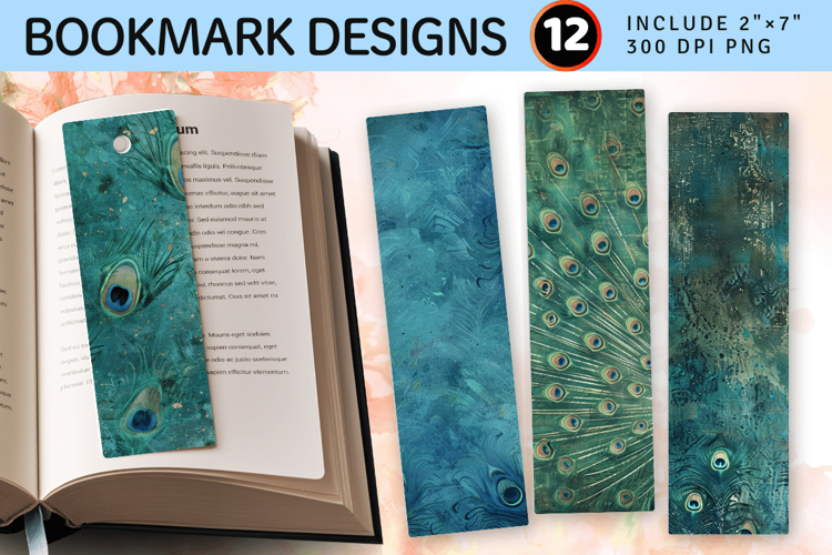 Peacock Spells PNG Bookmark Sublimation Design