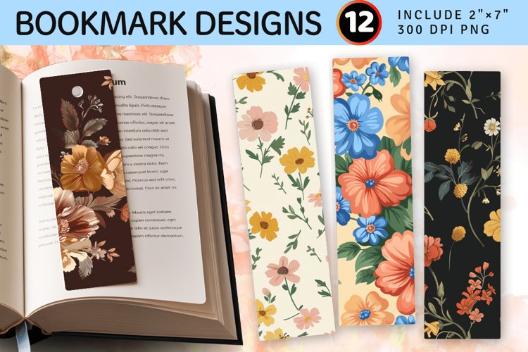 Cottage core Bouquet Flowers PNG Bookmark Sublimation Design