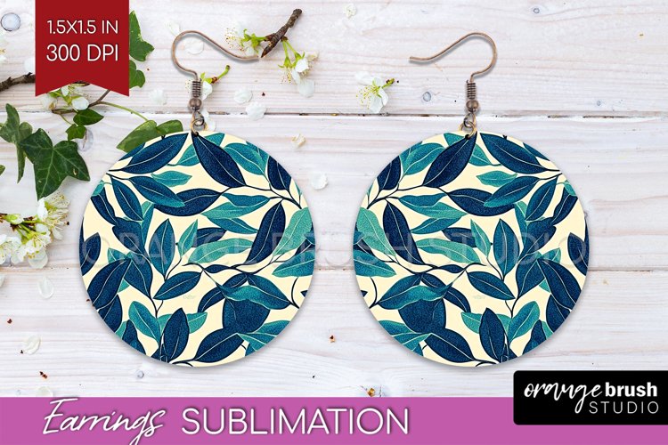 Eucalyptus Leaves Round Earrings - Bonanical PNG Sublimation
