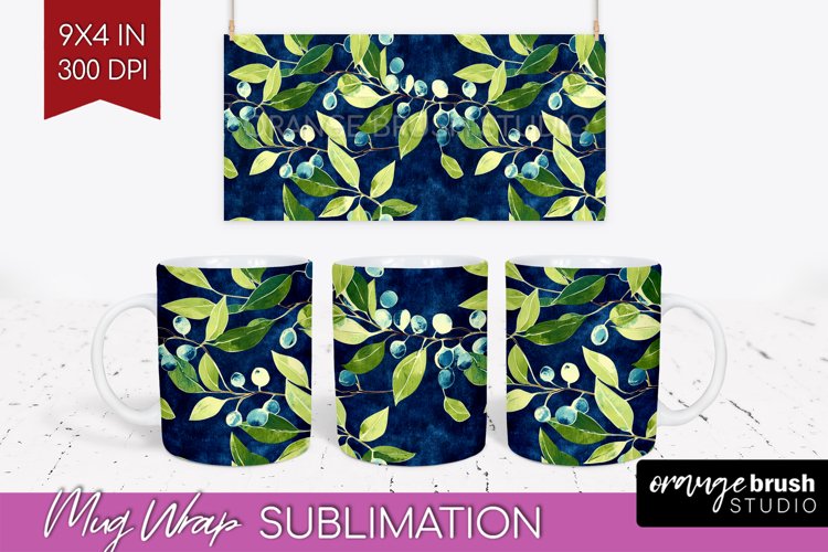 Eucalyptus Leaves Mug Wrap - Botanical Mug PNG Sublimation