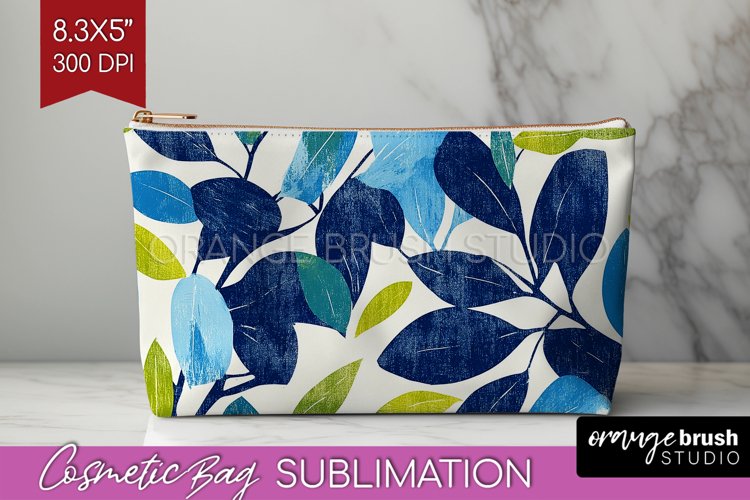 Eucalyptus Leaves Cosmetic Bag - Botanical Makeup Bag PNG