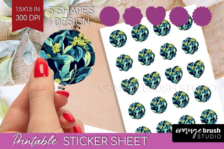 Eucalyptus Leaves Round Sticker - Bonanical Printable Sheet