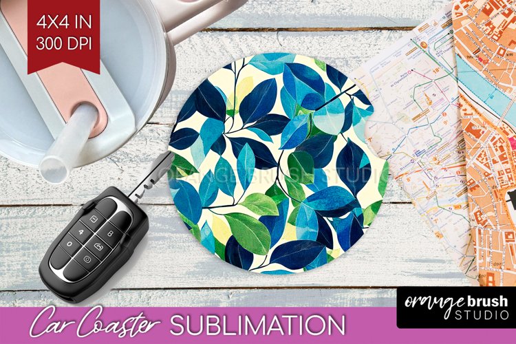 Eucalyptus Leaves Car Coaster - Botanical Coaster PNG