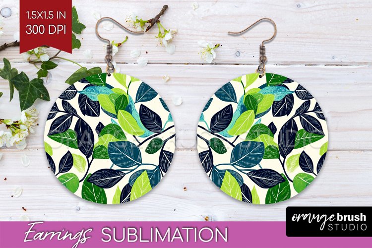 Eucalyptus Leaves Round Earrings - Bonanical PNG Sublimation