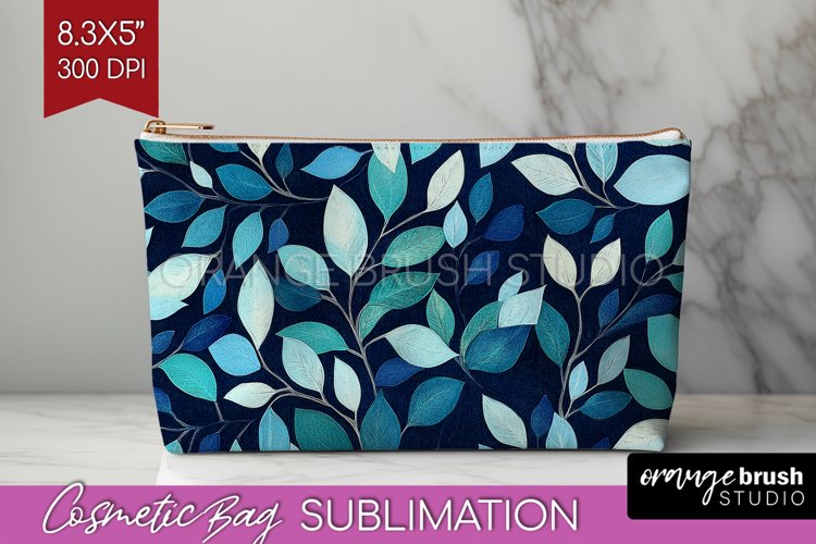 Eucalyptus Leaves Cosmetic Bag - Botanical Makeup Bag PNG