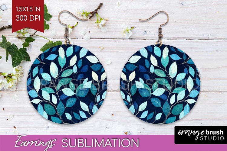 Eucalyptus Leaves Round Earrings - Bonanical PNG Sublimation