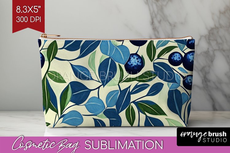 Eucalyptus Leaves Cosmetic Bag - Botanical Makeup Bag PNG