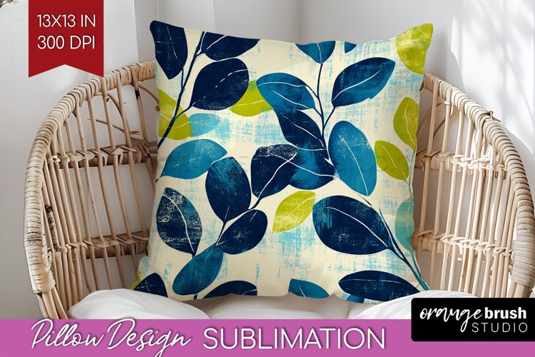 Eucalyptus Leaves Pillow Sublimation - Botanical Pillow PNG