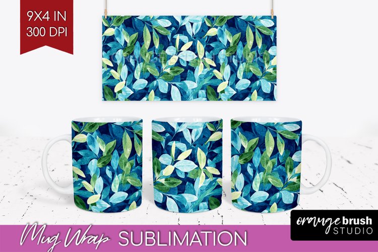 Eucalyptus Leaves Mug Wrap - Botanical Mug PNG Sublimation