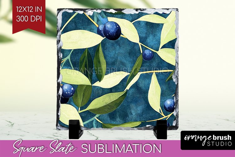 Eucalyptus Leaves Slate PNG - Botanical Square Slate