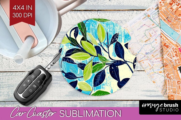 Eucalyptus Leaves Car Coaster - Botanical Coaster PNG